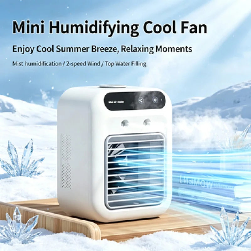 Popular Portable Dorm Cooling Fan with Fine Mist Humidification Desktop Mobile Mini Air Conditioner Energy Saving for Bedroom Of