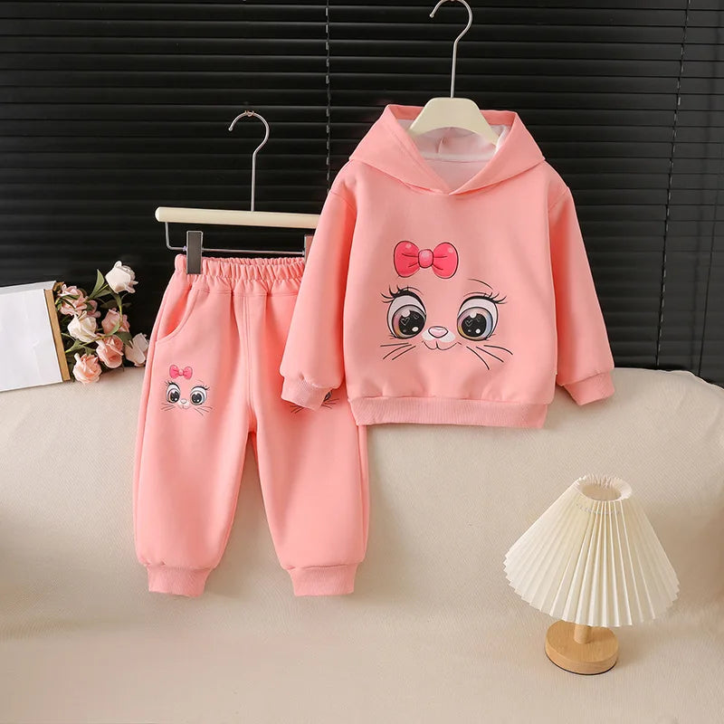 1-6Y Kids Sets And Outfits Girls Cute Bow Cartoon Cat | SAMAG