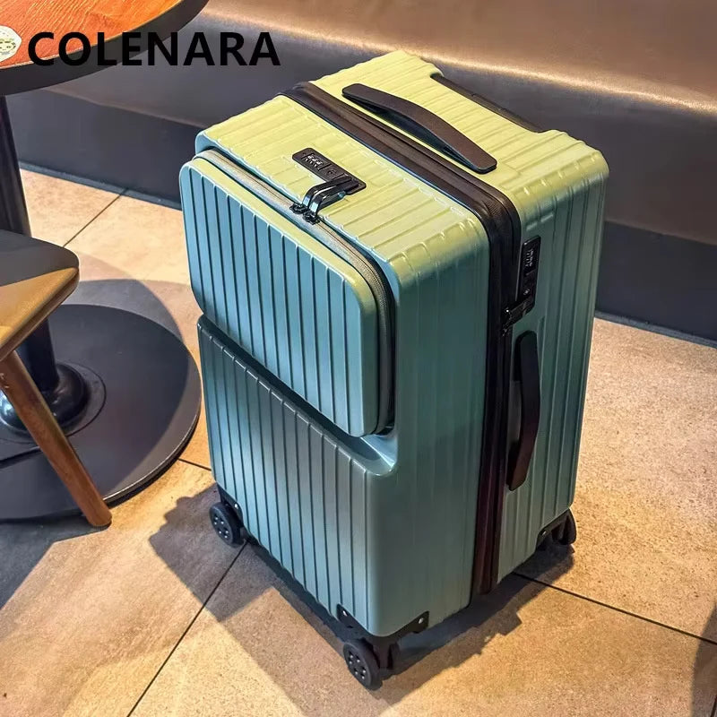 COLENARA High Quality Suitcase ABS+PC Boarding Box Large Capacity Trolley Case 20"24"26"28"30 Inch Front Opening Laptop Luggage