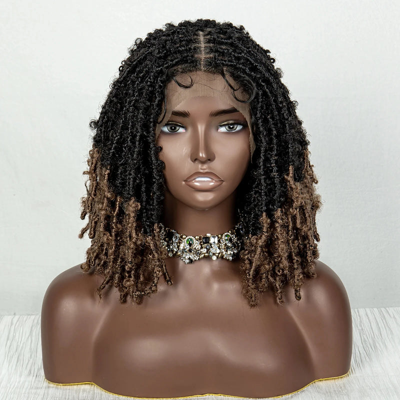 Synthetic Braided Bob Wigs Dreadlocks Lace Front Braiding Hair Wig Crochets Braids Wig Butterfly Locs Crochet Hair Wig for Women