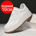 Men's Invisible Height Increasing Elevator Shoes Lace-up Sporty White Sneakers 8/10cm Taller Size Plus Invisible Elevate Shoes