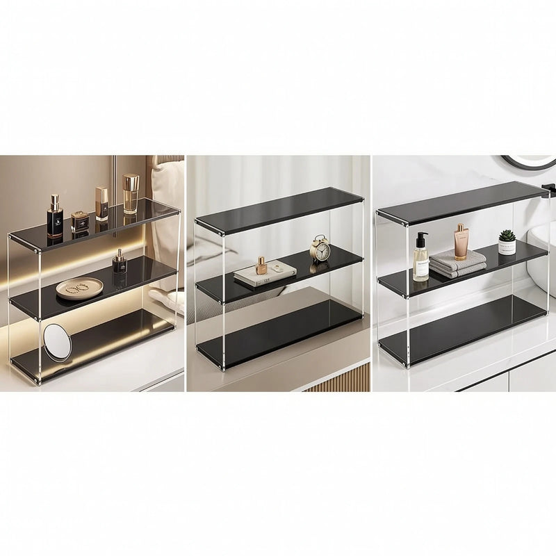 Countertop Storage Rack Clear Three - Tier with Acrylic Panels Tabletop Organizer Rectangular Tiered Shelf - View 6 | SAMAG