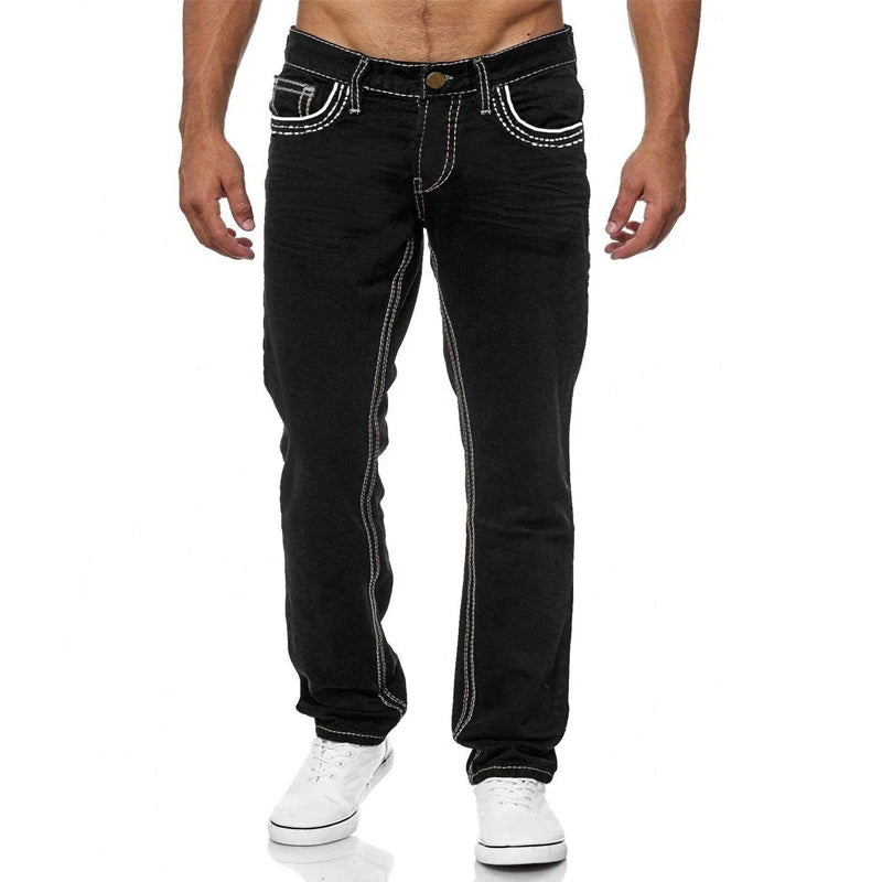 Straight Jeans Men Washed no hole Spring Summer Boyfriend | SAMAG