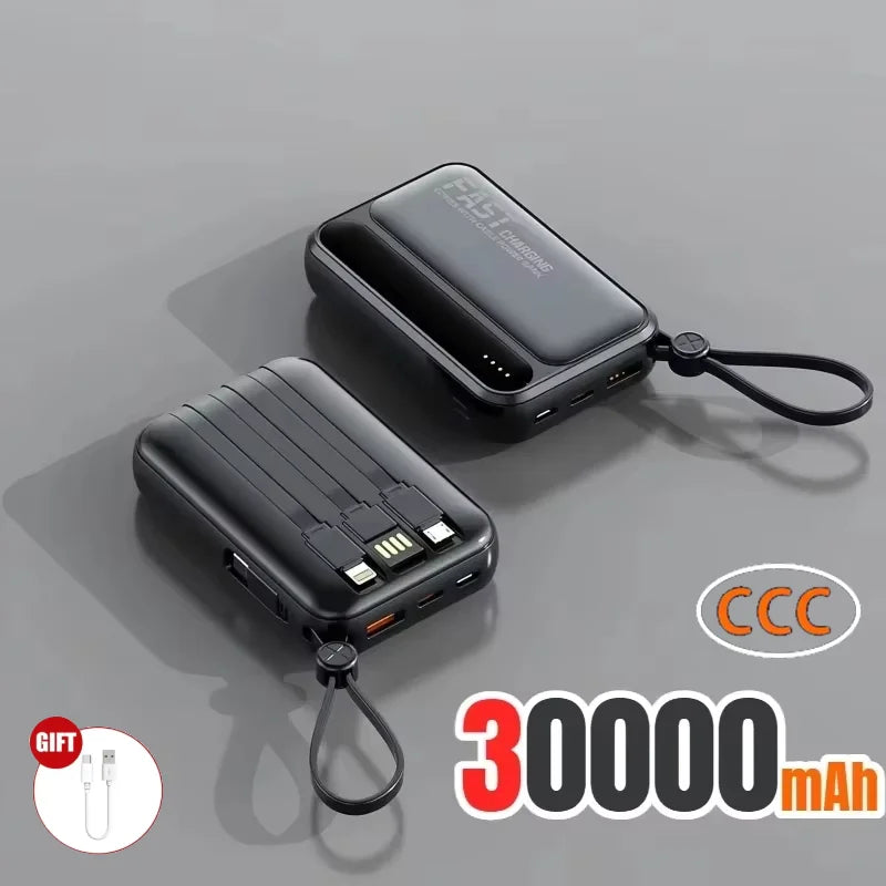 VIVO 500000mAh 120W Power Bank High Capacity 4 In1 Cables Intelligent Digital Display Light Portable Powerbank For iPhone Huawei