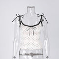 Linad Sexy Polka Dot Lace Spaghetti Strap Vests 2026 Street Chic Satin Lace Up Camisole Women Spring Elegant Sleeveless Tops Bow