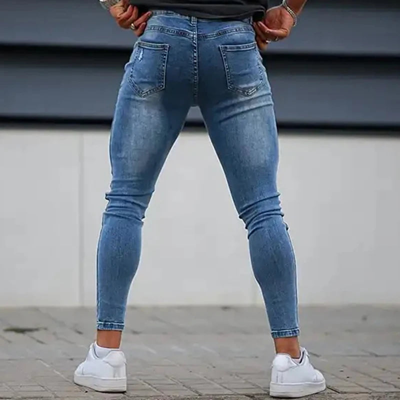Men's Dropship Custom Label Logo Y2K Zipper Ripped Skinny | SAMAG