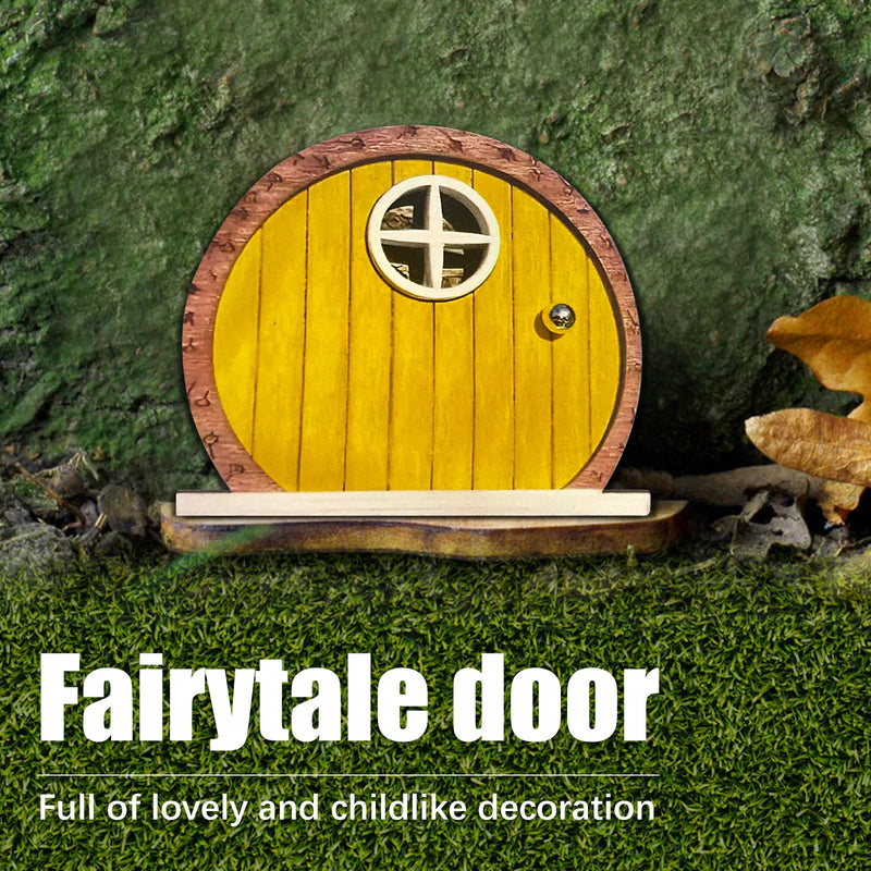 Garden Decor Fairy Door, Yard Tree Decor Wooden Miniature Dwarf Fairy Door Cute Outdoor Landscape Ornament Home Garden Art