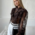 Tossy Lace Ruffled Printed Shirts Female See - Through - View 2 | SAMAG