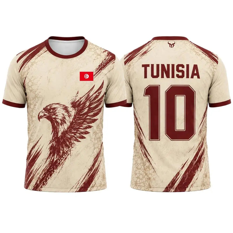 Tunisia Flag Print Jersey Men Outdoor Sports Soccer Training Uniform Men's And Women's Quick Dry Breathable O-neck Short-sleeved