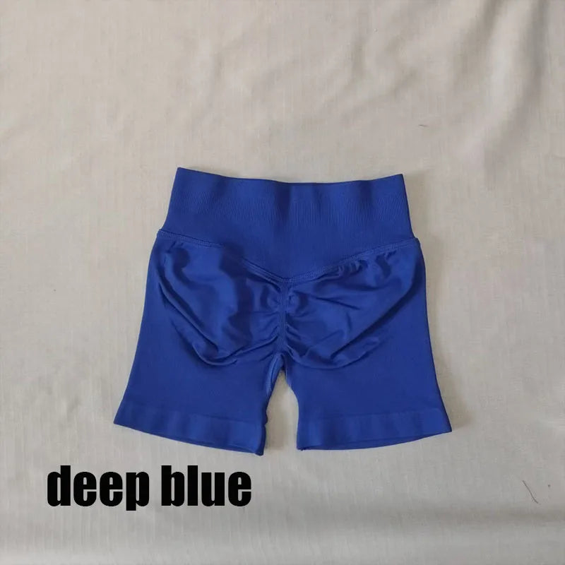 DF L0G0 Women Impact High Waist Seamless Hip Lifting Shorts Elastic Breathable Fitness Yoga Running Workout Shorts