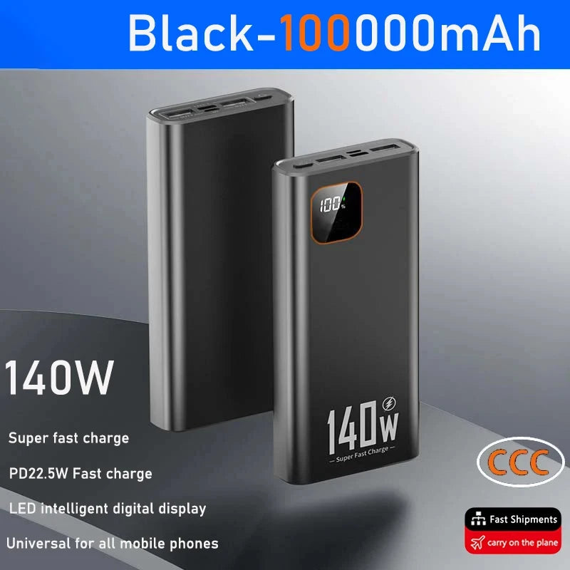 Lenovo 200000mAh 140W Super Fast Charging Power Bank Ultra Capacity Portable Charger New Arrival for iPhone Samsung