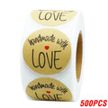 50-500pcs Kraft Paper Homemade With Love Stickers Scrapbooking For Envelope And Package Seal Labels Sticker Stationery Handmade