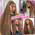30 32 Inch 13x4 13x6 HD Highlight Ombre Curly Lace Frontal Human Hair Wigs Honey Blonde Colored Deep Wave Frontal Wigs For Women