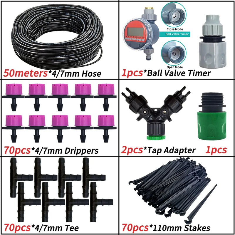 OASIS 5-50M Garden Micro Drip Irrigation Automatic Watering System Kit Timer Controller DIY Mist Spray Cooling for Potted Plants