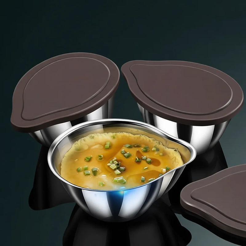 Nordic Style 316 Stainless Steel Egg Steaming Bowl With Lid Food Safe Cooking Container For Baby Food Stewing Heating