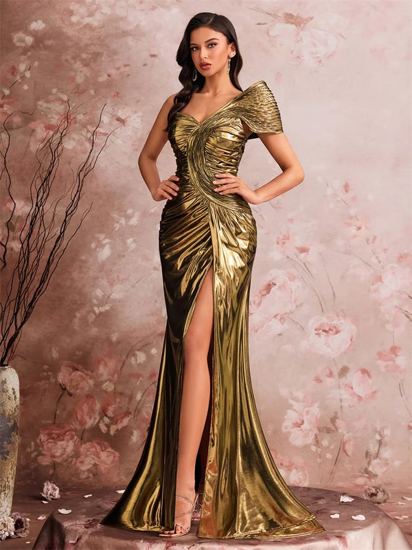 Lucyinlove Luxury Slanted Shoulder Fishbone Evening | SAMAG