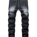 Men y2k Stretchy Denim jeans Ripped Skinny Letter Print | SAMAG