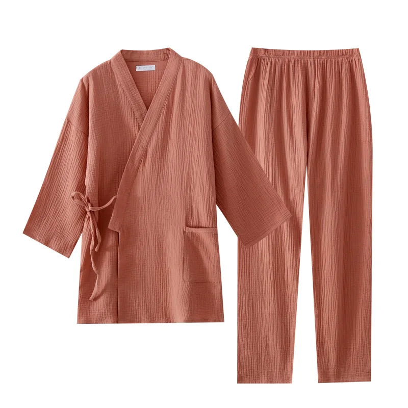 100% Cotton Gauze Women Pajama Robe Sets Spring Autumn | SAMAG