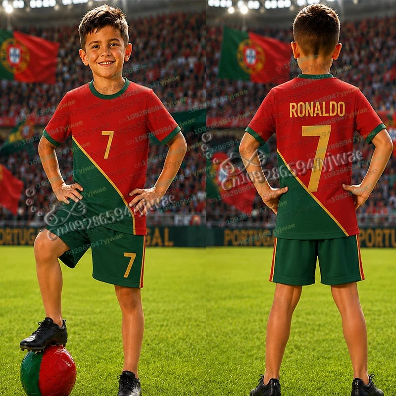 Special Ronaldo No.7 Football Jersey Tee Shorts Set Women - View 3 | SAMAG