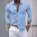 Men's Long Sleeved Shirt, Plaid Printed Casual Summer | SAMAG