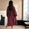 Retro Plaid Cotton Bathrobe Super Soft Absortion Hooded Loose Bath Robe Coat Towel V Neck Warm Sleepwear Robes Women Homewear