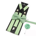 Novalty Sage Green Suspender Bowtie Set For Men Women Kids Romatic Wedding Party Elastic Y-back Straps Pants Shirt Accessory