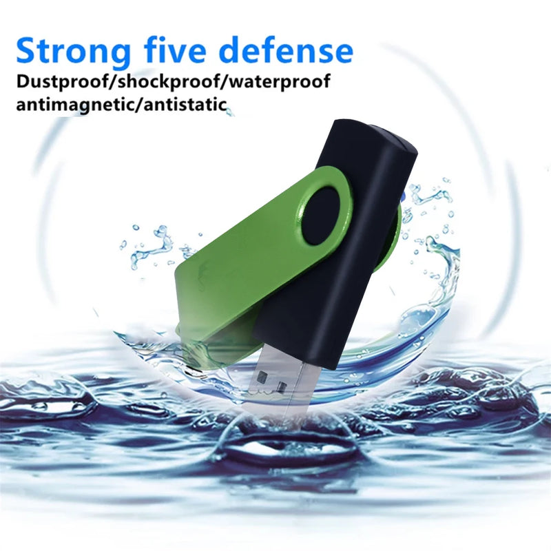 Fashion Rotatable USB 2.0 Flash Drive 128GB 64GB 32GB Colorful High Speed 16GB 8GB Memory Stick Waterproof Flash Disk PenDrive