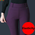 Women's Black Stretch Suit Pants, Fashion Purple Slim | SAMAG