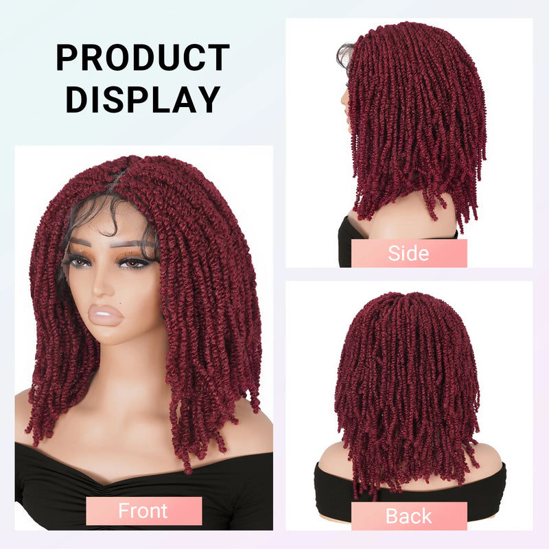 99J Burgundy Knotless Box Braided Wig Synthetic Full Lace Front Braids Wig With Baby Hair Short Bob Braided Wigs for Black Women