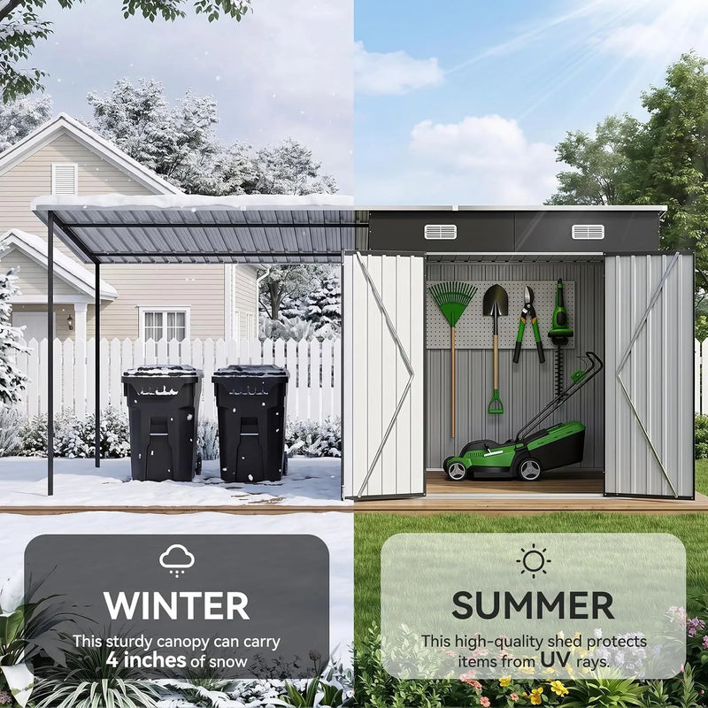 7x6 FT Outdoor Storage Shed & Hardtop Canopy Gazebo | SAMAG