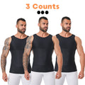 3 Pieces of Men's Shapewear, Shark Skin Vest, Bottom Layer Sports Slimming Compression Sweatshirt Vest, Abdominal Control Slimmi