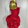 Sexy Halter Prom Gown Celebrity Club Two Piece Set Cocktail Elegant Women Fashion Luxury Birthday Party Red Black Bandage Outfit
