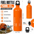 750ml Aluminum Fuel Bottle Camping Stove Gas Oil Storage Can Leakproof Orange Lightweight Outdoor Fuel Container for Backpacking Hiking Picnic Camp Burner Refill Portable Travel Bottle Durable Safety Cap Camping Gear Accessor