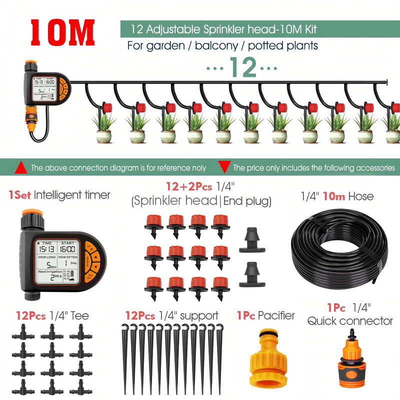 20M Smart Garden Timer Irrigation Set IPX5 Waterproof LCD Automatic Watering Controller Set With Rain Sensor for Farms