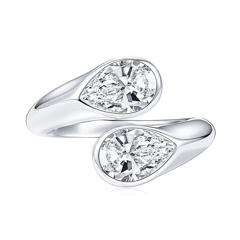 Ehhai 1.5ct Pear Cut Moissanite Twist Shank Open Band Ring for Women 14K Gold Filled Wedding Anniversary - Visuel 3 | SAMAG