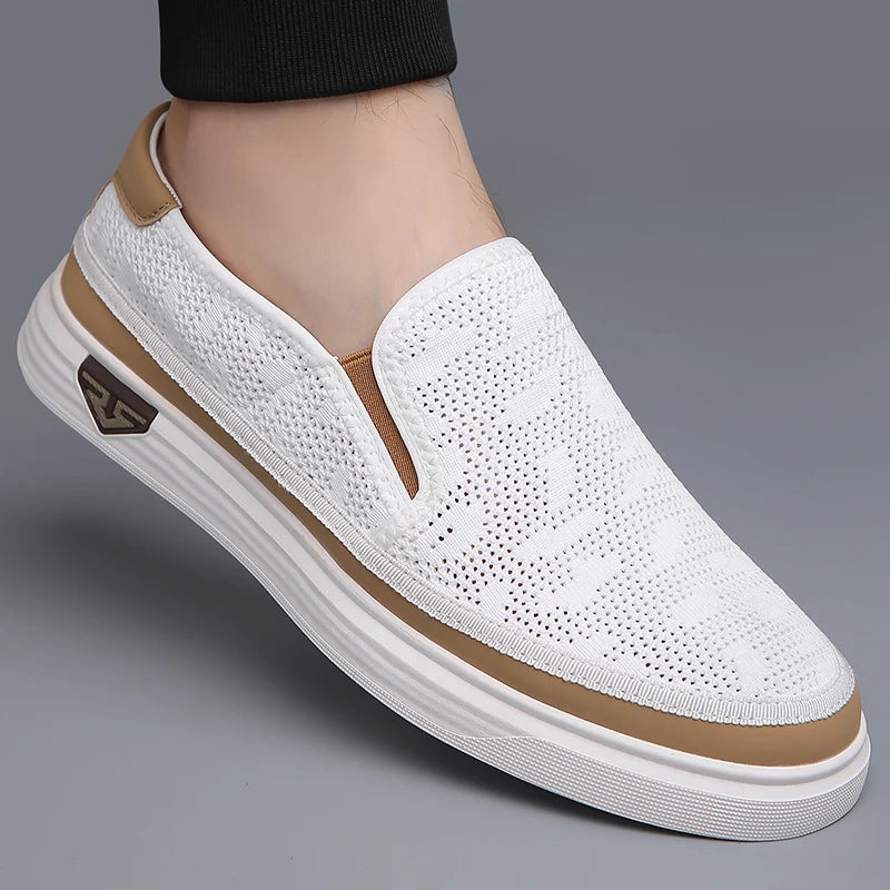 Summer Men Sneakers Genuine Leather Mens Fashion Shoes Luxury Brand Men Casual Shoes Male Designer Shoes Leather Moccasins Men