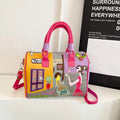 Women PU Leather Boston Handbag Large Capacity Zipper Crossbody Shoulder Bag Casual Ladies Messenger Bag