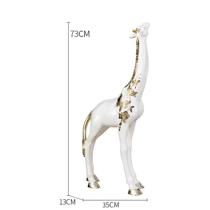 Nordic Room Decor, Giraffe Sculpture, Large Crafts, Floor Decoration, Creative Animal Statue, Resin Artwork, Home Decoration