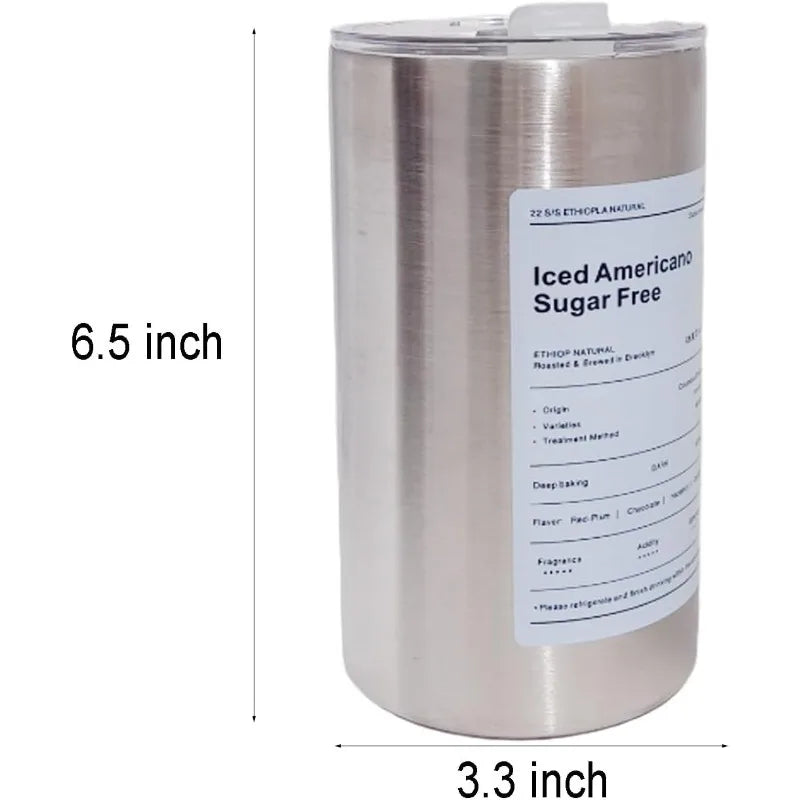 600ml Portable Thermos Cup 304 Stainless Steel Coffee Mug Thermal Leak-proof Water Bottle with Straw Insulated Bottle Drinkware