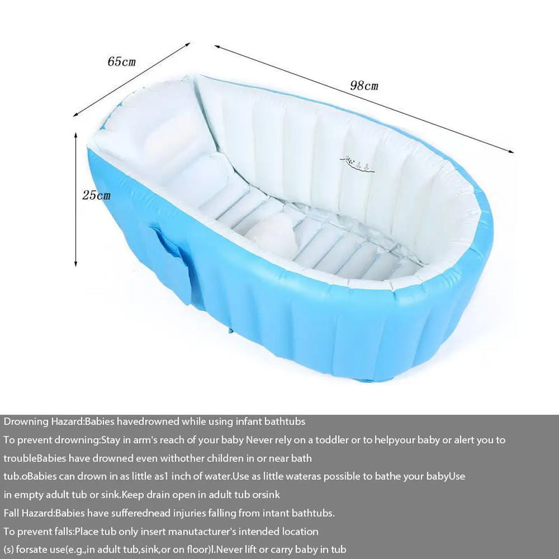 Inflatable Baby Bathtub with Air Pump Portable Foldable Kids Bath Tub Indoor Outdoor Travel Shower Basin for Newborn Toddler