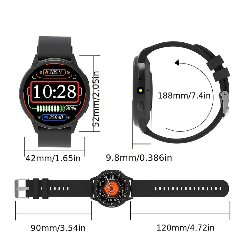 New 2026 Model, Fashionable Round Smartwatch, Full-Touch HD Screen, Wireless Calling, Multiple Sports Modes, Music Control