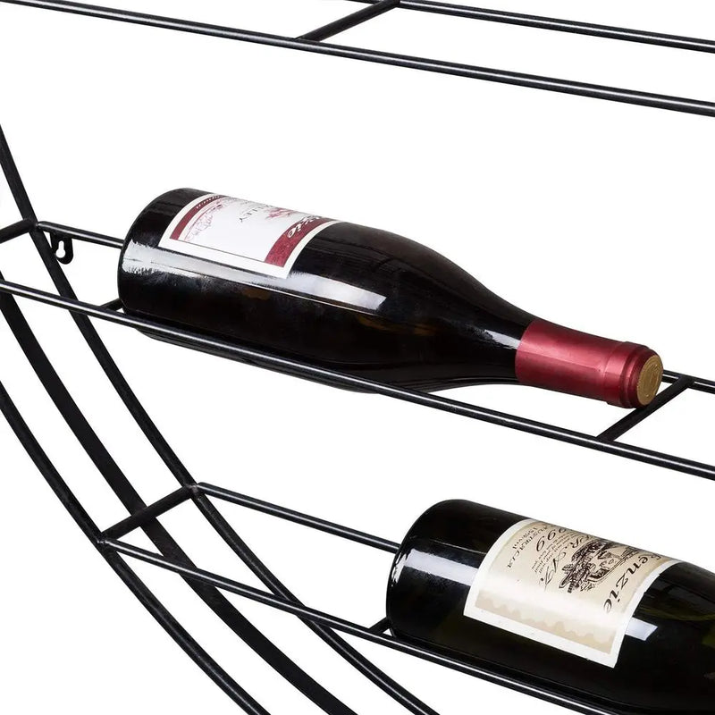 12 - Bottle Modern Black Metal Round Wall Mounted Wine Rack - 6 - Tier Horizontal Storage Shelf for Kitchen - View 6 | SAMAG