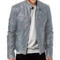 Business Style PU Leather Jacket Stand Collar Slim Fit Zipper Coat Multiple Colors Autumn New Arrival Fashion Urban Outerwear