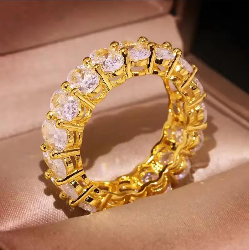 OXTAO 0.5CT Oval Moissanite Eternity Ring Engagement Anniversary Gifts for Women Stackable Wedding Rings Jewelry 14K Gold Filled