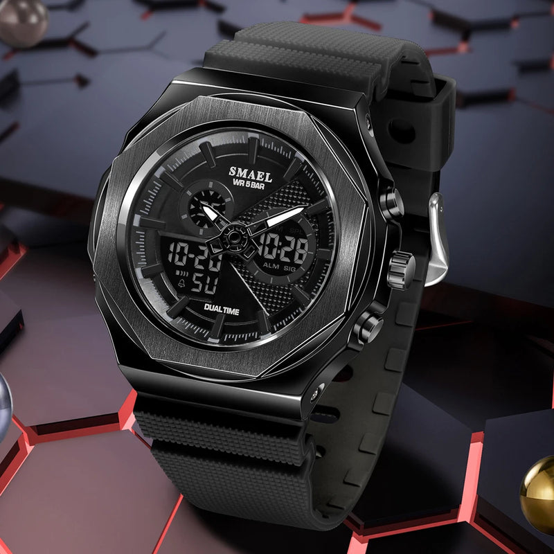 SMAEL Dual Display Women Watch Digital Analog Sport Quartz Stopwatch Fashion Durable Daily Outdoor Casual - Visuel 2 | SAMAG