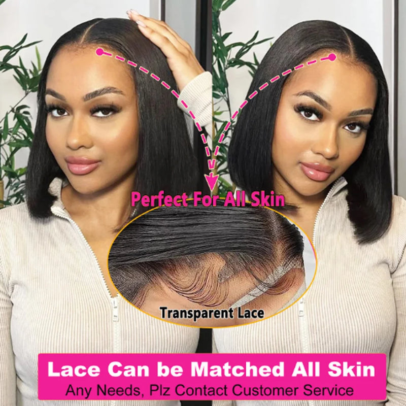 13X6 Hot Sale Glueless Wigs 13x4 Short Bob Bone Straight Best 100% Human Hair Wig for Women Ready To Wear Go Lace Frontal Wigs