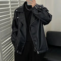 Pu Leather Jacket Men's Autumn New Men's Leather Jacket Design Sense Men's Boys Trendy Locomotive