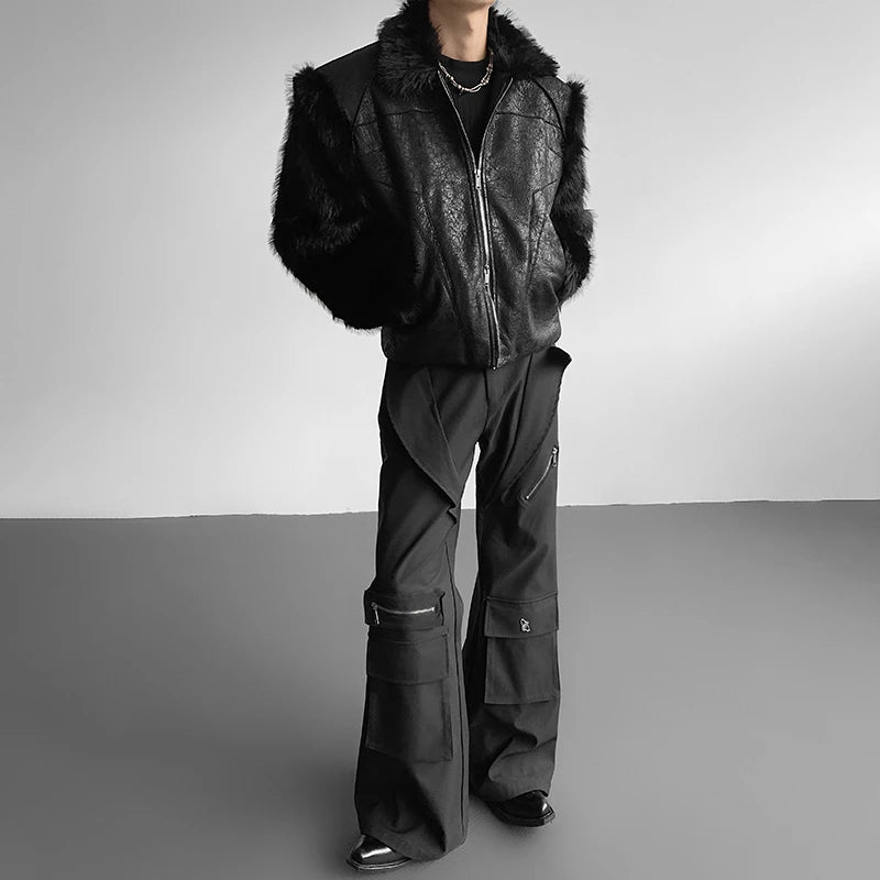 LUZHEN 2025 Winter New Original Faux Fur Patchwork Design Leather Jacket Men's Fashion Elegant Handsome Male Coat Clothes JY5114