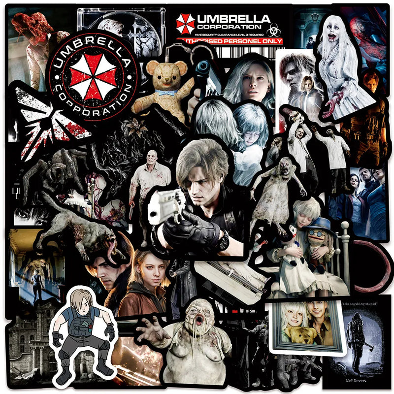 50PCs Resident Evil Stickers For Laptop Scrapbook Luggage Guitar Helmet DIY Graffiti Aesthetic Stickers Creative Gift