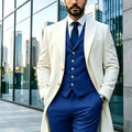 Ivory Long Blazer Men's Suits Single Breasted Wedding | SAMAG